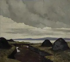 An Achill Bog at Blacksod Bay Signed PAUL HENRY by Paul Henry, Oil on canvas, sold Dec 2025