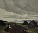 An Achill Bog at Blacksod Bay Signed PAUL HENRY by Paul Henry, Oil on canvas, sold Dec 2025