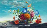 A Bowl of Flowers Signed Stuart Armfield by Stuart Armfield, oil, sold Dec 2025