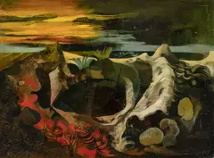 Black Lava Pool Signed Bateson Mason by Bateson Mason, Oil on panel, sold Dec 2025