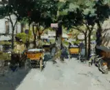 Carriages at Rest by John Yardley, Oil on canvas, sold Dec 2025