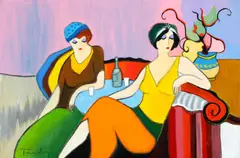 L'Aperitif Signed Tarkay by Itzchak Tarkay, Oil on canvas, offered Dec 2025