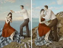 Lovers by David Lloyd, oil and pencil on canvas, sold Dec 2025