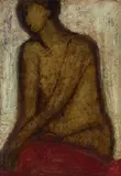 Seated Figure Inscribed and by John Emanuel, Oil on board, sold Dec 2025