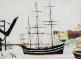 Ship in a harbour Indistinctly by Simeon Stafford, Oil on board, sold Dec 2025