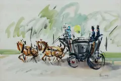 Coach & Horses Signed Paul Maze by Paul Maze, Watercolour, sold Dec 2025