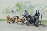 Coach & Horses Signed Paul Maze by Paul Maze, Watercolour, sold Dec 2025