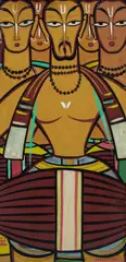 Drummers Signed in Bengali by Jamini Roy, Gouache on canvas laid on board, sold Dec 2025