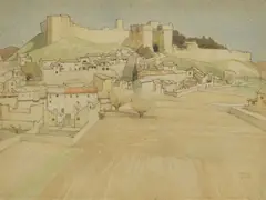Fort Saint-André by Veronica Burleigh, Pencil and watercolour, sold Dec 2025