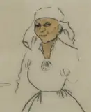 Yugoslavian Peasant Woman Charcoal and by Mervyn Peake, watercolor, sold Dec 2025