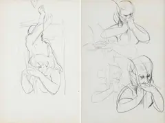 Studies of a figure with a pitchfork by Michael Ayrton, pencil, offered Dec 2025