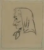 Untitled by Mervyn Peake, Charcoal in charcoal framing lines, sold Dec 2025