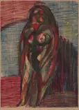 Stående kvinneakt by Knut Rumohr, 1957, Tresnitt på japanpapir, sold Sep 2026
