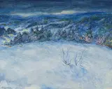 En gyllen vintermorgen by Reidar Fritzvold, 1977, Olje på lerret, sold Sep 2026
