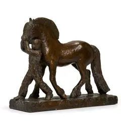 Gutt og hest by Ørnulf Bast, 1935, Bronse, høyde, sold Sep 2026