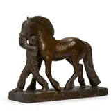 Gutt og hest by Ørnulf Bast, 1935, Bronse, høyde, sold Sep 2026