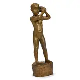 Gutt med konkylie by Arnold Haukeland, 1957, Bronse, høyde, sold Sep 2026
