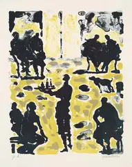 Selskapsscene IV by Håkon Bleken, 2004, Litografi, pr. tr, sold Sep 2026