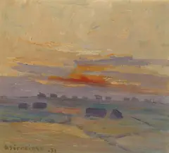 Kveld by Oskar Sørreime, 1971, Olje på plate, sold Sep 2026