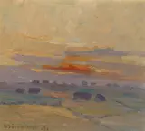 Kveld by Oskar Sørreime, 1971, Olje på plate, sold Sep 2026