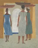 Kvinner med bærekurv by Snorre Andersen, 1955, Olje på lerret, sold Sep 2026