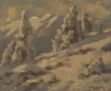 Wintertag in Norwegen by Otto Sinding, Olje på lerret, sold Sep 2026