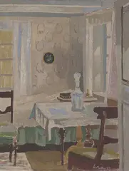 Interiør by Erling Merton, 1942, Olje på lerret, sold Sep 2026