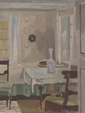 Interiør by Erling Merton, 1942, Olje på lerret, sold Sep 2026