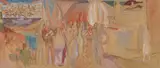 Sommernatt (utkast) by Karl Høgberg, 1958-60, Olje og blandingsteknikk på papir klebet på plate, sold Sep 2026