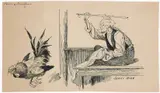 Hanen og Skrædderen by Louis Moe, Tusj på papir, sold Sep 2026