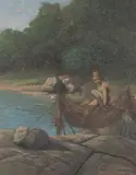 Nu vil jeg ikke mere by Henrik Backer, 1919, Olje på plate, sold Sep 2026