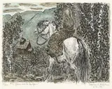 Guro rid til kyrkje by Harald Kihle, 1974, Litografi, sold Sep 2026