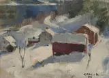 Feiring, Mjøsa by Carl von Hanno, 1926, Olje på plate, sold Sep 2026