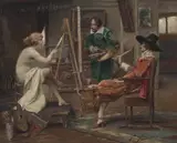 Le modèle by Alex de Andreis, Olje på lerret, sold Sep 2026