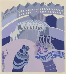Babylon faller/Opptog by Arne Ekeland, 1974, Serigrafi, sold Sep 2026