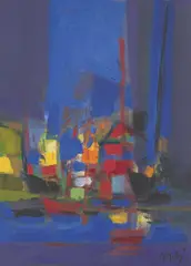 Uten tittel by Marcel Mouly, Olje/blandingsteknikk på papir klebet på lerret, sold Sep 2026