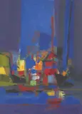Uten tittel by Marcel Mouly, Olje/blandingsteknikk på papir klebet på lerret, sold Sep 2026