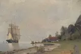 Prospect fra Vestlandet by Nils Hansteen, 1878, Olje på plate, sold Sep 2026