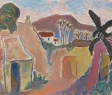 Torremolinos by Johannes Rian, 1956, Olje på plate, sold Sep 2026