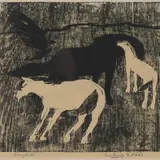 Hester i vind by Ludvig Eikaas, 1943, Tresnitt, sold Sep 2026