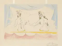 Les Dames de la Renaissance by Salvador Dalí, Koldnålsradering på Rives papir, sold Sep 2026
