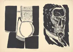 Uten tittel by Ludvig Eikaas, Litografi, to motiver trykket på ett ark, sold Sep 2026