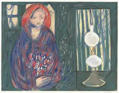 Pike med lampe by Kai Fjell, 1982, Litografi, sold Sep 2026