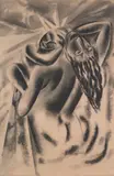 Den som sover by Ulf Nilsen, 1983, Kullstift på papir, sold Sep 2026