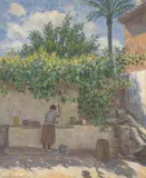 Ved brønden by Asor Hansen, 1927, Olje på lerret, sold Aug 2026