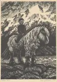Ponny-rytter by Olav Bjørgum, 1972, Litografi, sold Aug 2026