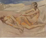Efter badet by Sigurd Danifer, ca. 1934, Olje på lerret, sold Aug 2026