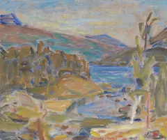 Høst by Halvdan Holbø, 1981, Olje på plate, sold Aug 2026