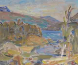 Høst by Halvdan Holbø, 1981, Olje på plate, sold Aug 2026