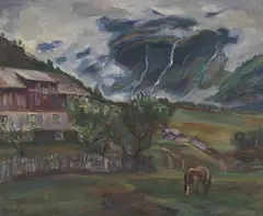 Skjolden i Sogn by Kristen Holbø, 1928, oil, sold Aug 2026